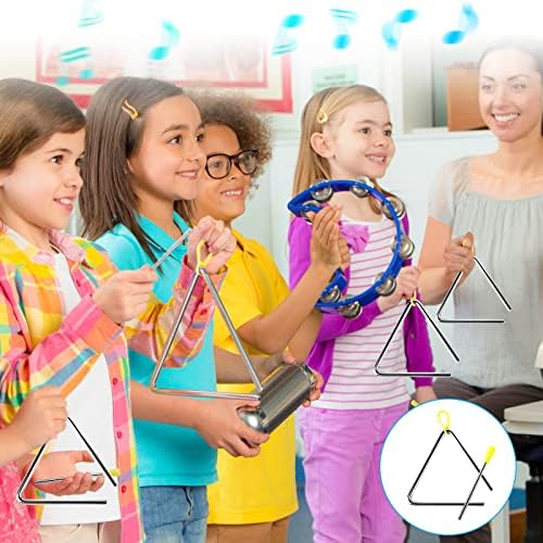 Anruyi 3 Pack Musical Triangle Instrument, Triangle Beater Percussion Rhythm Musical Percussion Triangle Hand Percussion Triangle Instrument Musical Triangles for Children Kids Early Education