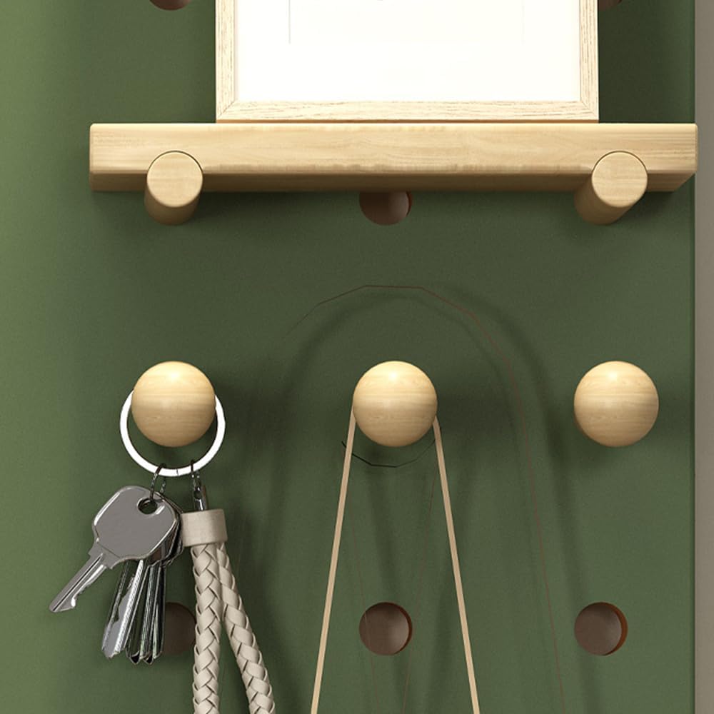 Wooden Wall Organizer Kit - Perforated Panel Display for Home, Office, Kitchen & Entryway (Green, 24" W x 47" H / 60x120cm) - Versatile Storage Solution