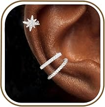 AVOTTO 3pcs Ear Cuff No Piercing for Women Silver Ear Cuff Earrings 14K Gold Clip on Hoop Earring Adjustable Cartilage Helix Earring Hypoallergenic Piercings Earrings Stack Jewellry Gifts
