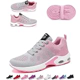 12 Hour Shift Shoes for Women, with Extra Shoelaces Included, Orthopedic Air Cushion, Wide Toe, Non-Slip, Breathable Lightweight & Arch Support for All-Day Standing (Grey & Pink, Adult, Men, 9, Numeric, US Footwear Size System, Wide)