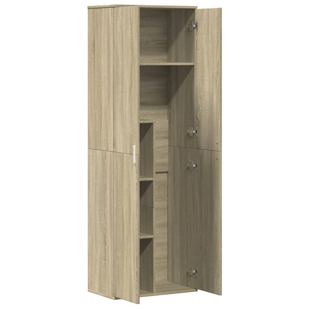 Armario Multiusos de 2 Puertas, Armario de Limpieza y Almacenaje, Madera de Ingeniería Roble Sonoma, 60x35x180 cm