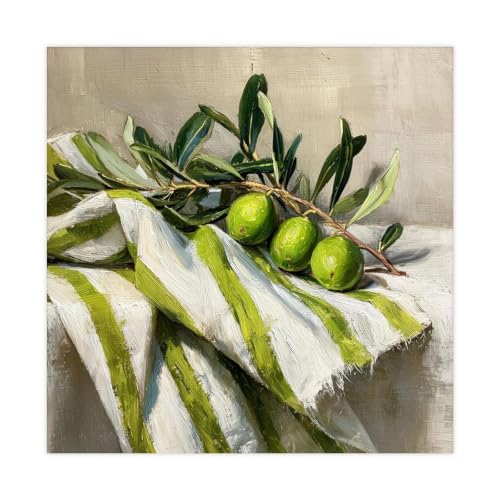 Toile d'oliviers vertes pour une décoration murale de cuisine méditerranéenne ensoleillée