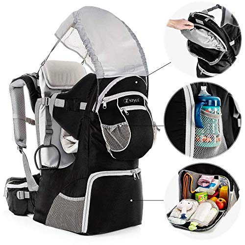 Babydrager voor kinderen, ergonomisch, gewatteerd, zonwering, riem, trekking, bergen, stad (groen) - Image 4