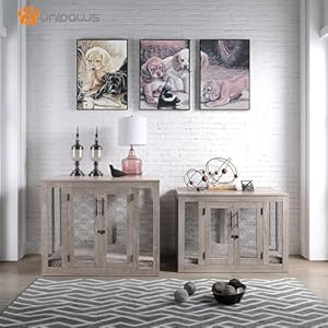 unipaws-Large-Dog-Crate-Furniture-Wooden-Dog-Kennel-for-Large-Breed-Indoor-Decorative-Wood-Dog-Cage-Inside-Side-End-Table-Crate-with-Tray-and-Dog-Bed-Dog-Enclosure-for-Dogs-Up-to-70-lbs - Cucciolini Doodles   unipaws-Large-Dog-Crate-Furniture-Wooden-Dog-Kennel-for-Large-Breed-Indoor-Decorative-Wood-Dog-Cage-Inside-Side-End-Table-Crate-with-Tray-and-Dog-Bed-Dog-Enclosure-for-Dogs-Up-to-70-lbs