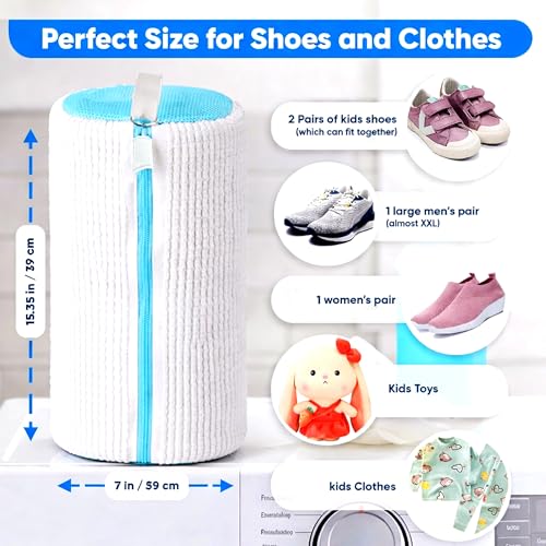 Image of Shoe Washing Machine Bag, 2 Pack XXL Laundry Bag for Washer & Dryer, Mesh Sneaker Wash Cleaner, Heavy Duty Zipper, Protects Shoes & Machine, Reusable
