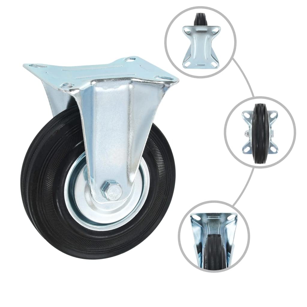 vidaXL 12x Rollen Lenkrollen mit Doppelbremsen Bockrollen Schwerlastrollen Transportrollen Möbelrollen Laufrollen Industrierolle 125mm Gummi Eisen
