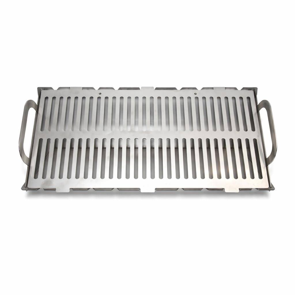 Składany grill kempingowy COMBO 3 mm – obudowa ze stali nierdzewnej + ruszt do grillowania INOX 1 mm – 505 × 296 mm – składany