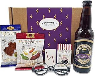 The Ultimate Harry Potter Selection Box - Non-Alcoholic Butterscotch Beer, Chocolate Frog, Jelly Belly Bertie Bott's Beans, Jelly Slugs, Wizard Glasses & Temp Tattoo - Hamper Exclusive to Burmont's