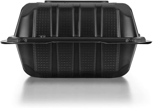 Miniatura 7 de KARAT EARTH KE-HC66MFPP-1CB 6 pulgadas x 6 pulgadas Contenedor con bisagras PP relleno mineral, 1 compartimiento - Negro