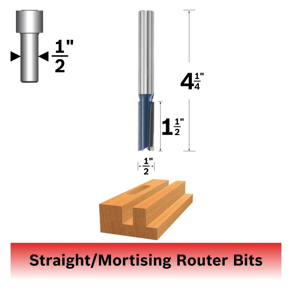 Straight Router Bit 5/16 in Diameter x 1 in Cutter Length (1/2 in Shank)