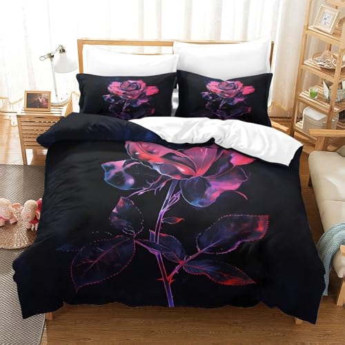 Housse de couette rose néon 135x200 en microfibre avec zip durable - 3