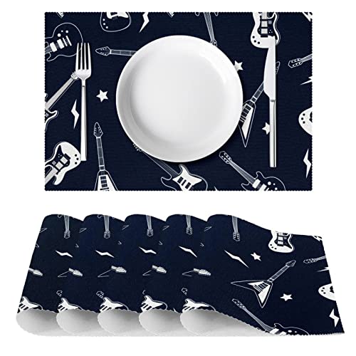 Set de table guitare de 6 pièces avec étoiles lumineuses et surface antidérapante - 3