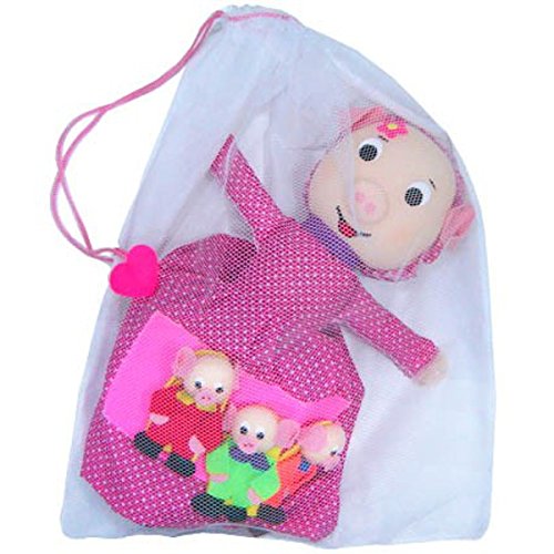 Boneca Dupla Face - Porquinha/Lobo E Os 3 Porquinhos (Dedoches) Multicolorido - 100% Artesanal