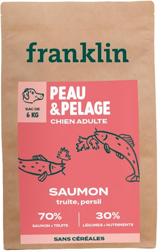 Franklin – Croquettes pour Chien – Gamme Protéinée – avec 70% de Saumon – Mono-protéine – sans Céréa
