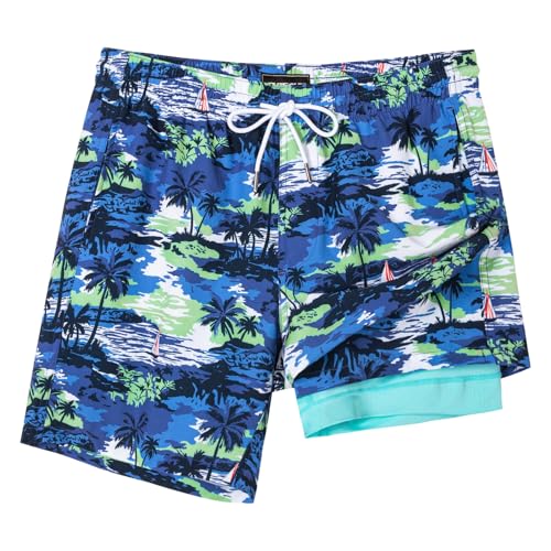 Image of SURF CUZ Mens Swim Trunks with Compression Liner Swim Shorts 7 inch Swimming Trunks Stretch 7 Inch Swim Suits Quick Dry