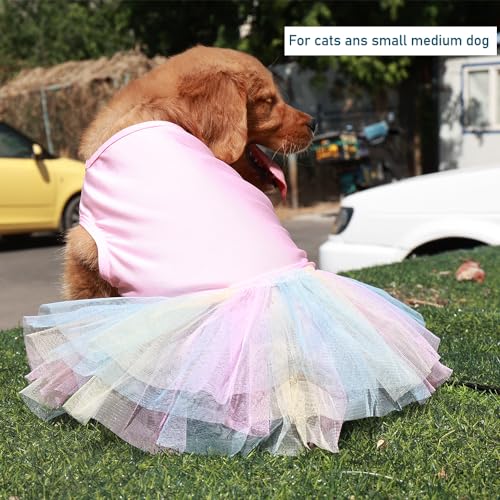 Ropa para mascotas gatos y perros pequeños ANIAC chaleco con falda de princesa rosa 5