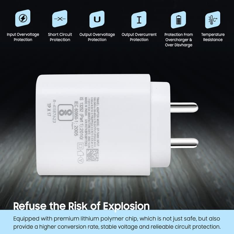 Image of Original Ultra Fast Charging Adapter 2X Speed Charger 25W USB-C - Compatible with Samsung Galaxy A34 5G / A54 5G /A14 5G / - White