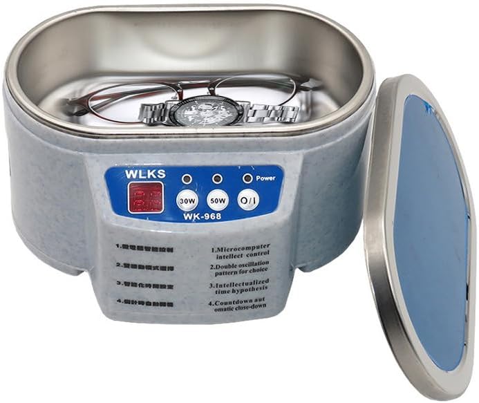OmanaUltrasonic Cleaner, 635ml, 30/50W, 40 KHz, Mini Sonicator Bath Professional Cleaning Machine for Jewelry, Ring, Silver, Retainer, Eyeglass, Watches, Coins, Plastic + Stainless Steel