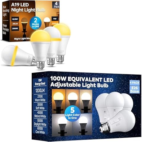 KINDEEP Sleep Light Bulb, 0.5W Amber Light Bulbs with Adjustable Light Bulb, 100W Equivalent Cover