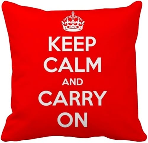 Quote Keep Calm and Carry On Red Throw Pillow Sleeping Sofa Cushion Cover