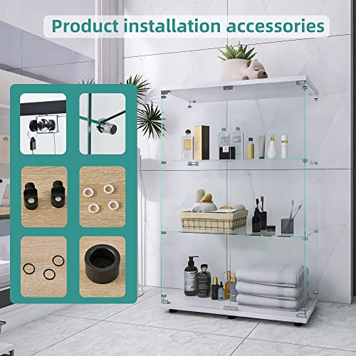 Image of LFT HUIMEI2Y 3-Tier Glass Display Cabinet with Lock, Display Case White