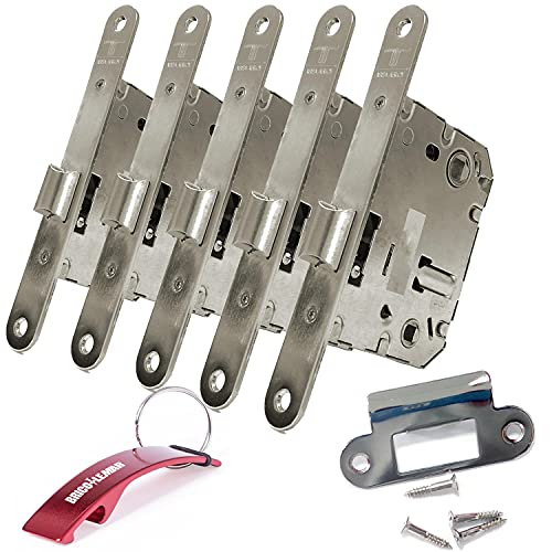 Picaporte Unificado 134U para Puertas de Madera + Llavero Destapador de Regalo (5 Unidades, Niquelado Redondo) Cover