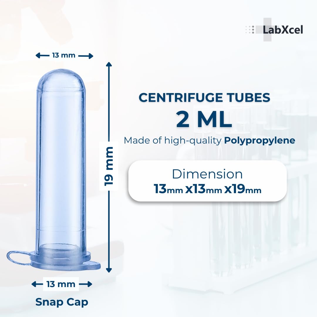 Provette per microcentrifuga in polipropilene, provette in plastica con tappi, graduazione stampata, tappo a scatto con chiusura sicura, centrifugazione ad alta velocità, per uso medico e di