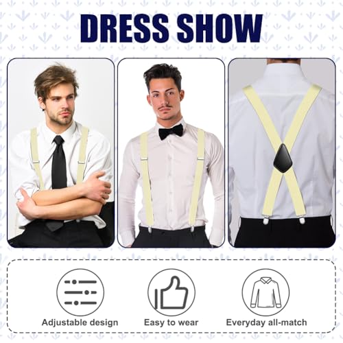 Image of Aomig Men's Adjustable Wide Braces, Extra Wide X Braces for Men, Braces for Men with Very Strong 4 Clips - 3.5 cm