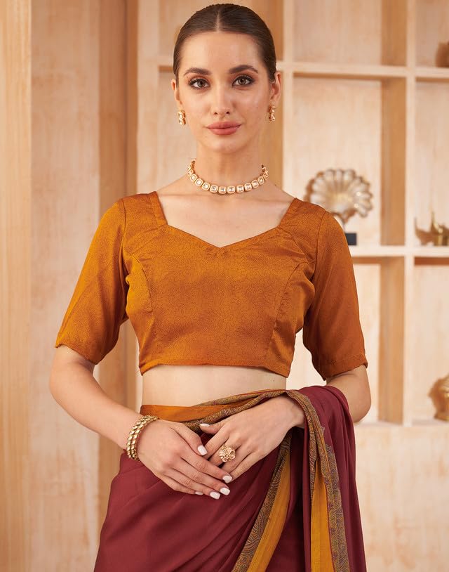 Image of SIRIL Women's Crepe Silk Printed Saree with Unstitched Blouse Piece