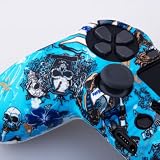 YoRHa Silikonowy pokrowiec z nadrukiem transferu wody do Sony PS4/Slim/Pro Dualshock 4 kontroler x 1 (czarownica) z uchwytami na kciuk x 10