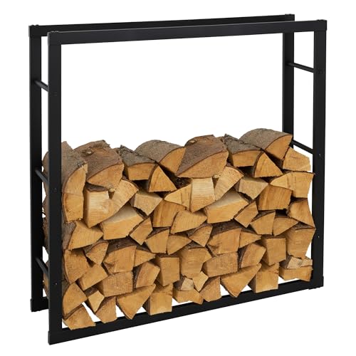 ML-Design Kaminholzregal 100x100x25 cm rechteckig, Schwarz, Metall, Innen/Außen, Brennholzregal Holzaufbewahrung aus beschichtetem Stahl, Kaminholzständer Kaminholzhalter Feuerholzregal für Kamin/Ofen ML-Design Kaminholzregal 100x100x25 cm rechteckig, Schwarz, Metall, Innen/Außen, Brennholzregal Holzaufbewahrung aus beschichtetem Stahl, Kaminholzständer Kaminholzhalter Feuerholzregal für Kamin/Ofen