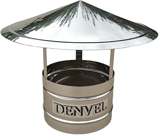 Regenhaube Edelstahl 130mm für Rauchrohr – Schornsteinabdeckung, Kaminaufsatz, Schornsteinaufsatz, Kaminhaube, Regenschutz für Schornstein – Denvel®