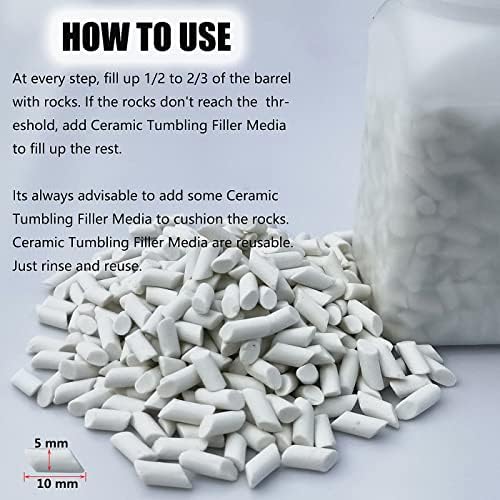 4 LBS Refill Rock Tumbler Grit Set - Includes 3 LBS 4 Step Polishing Grits + 1 LB 3/16" X 3/8" Ceramic Filler Media, Compatible with Any Brand Rock Tumbler