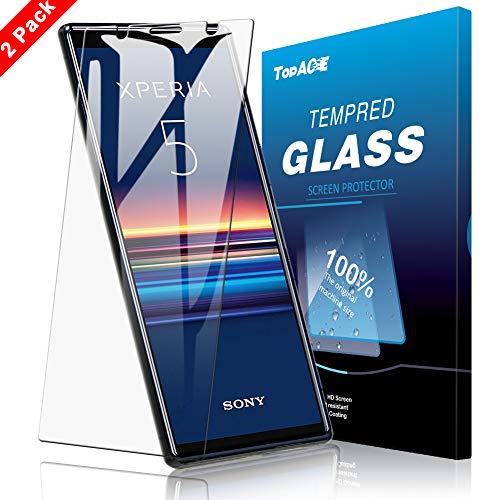 [2 Pack] TopACE for Sony Xperia 5 Screen Protector, Sony Xperia 5 Tempered Glass 9H Hardness [Case Friendly][Anti-Scratch][Bubble Free] Compatible for Sony Xperia 5 (Clear)