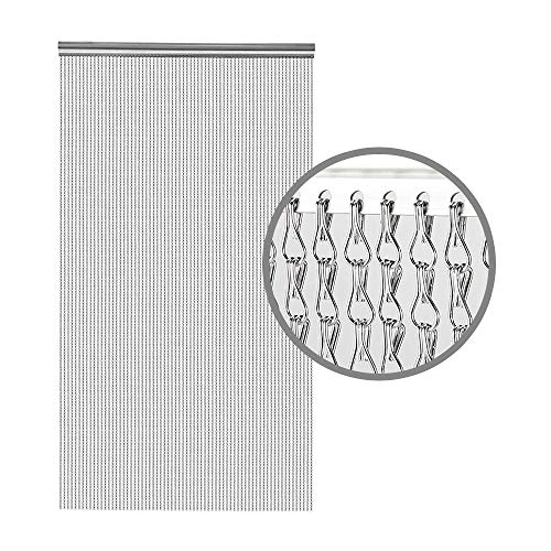 BriSunshine - Cortina para Puerta de Aluminio Plateado, 210 x 90 cm, Doble Gancho, Color Plateado