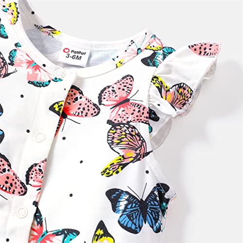 Patpat Baby Girl Romper Infant Newborn Girls Clothes Ruffle Sleeve Bodysuit Cute One Piece Bubble Romper Jumpsuit White 12-18 Months #TOP2