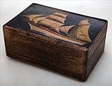 Maße: 15 x 10 x 6 cm Handgefertigt Griechisch Holz Box mit Griechischer gewerblichen Schiff/R32