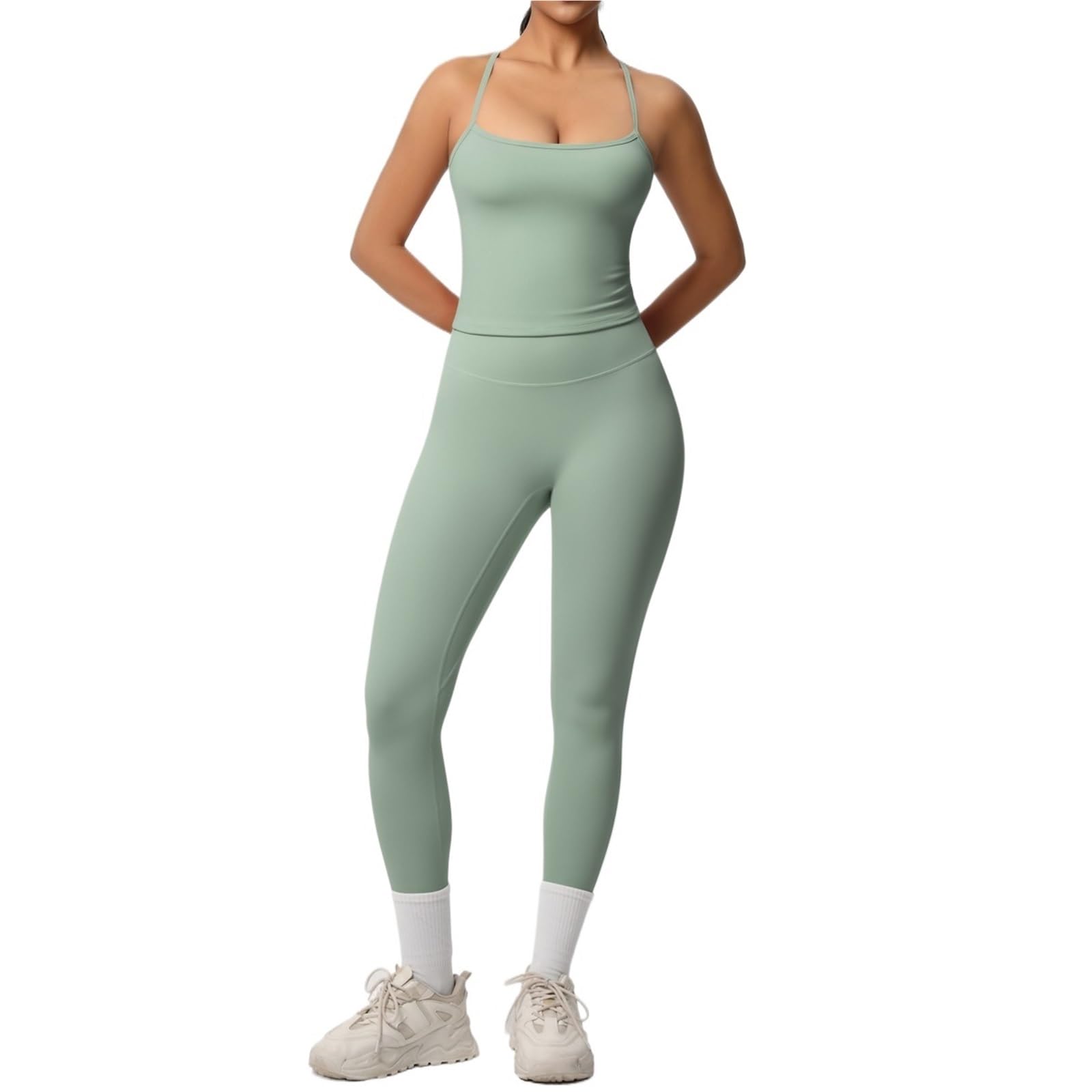 Halter Yoga Top Set Fitness Palestra Tuta Formazione Senza Maniche Sport Palestra Top Crossover Indietro Sport Biancheria Intima Controllo Dimagrante, rosa, S