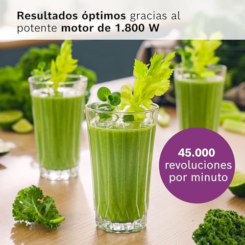 Bosch, batidora de vaso MMB6652B, VitaPower Serie 6, motor de 1800 vatios, velocidad del motor de hasta 45.000 rpm, 6 programas automáticos, jarra batidora Tritan, negro - imagen 8