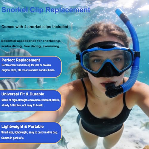 4 Paquete Clip Universal de Plástico para Sujetar Tubo de Snorkel de Buceo, Negro miniatura 5