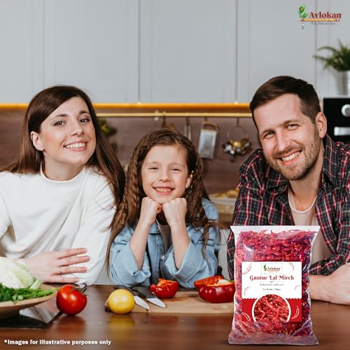 Image of Avlokan Guntur Stemless Red Chilli - 100% Natural, Hot & Spicy Dried Red Chilli | Guntur Sabut Lal Mirch (Guntur Stemless Red Chilli, 100 grams)