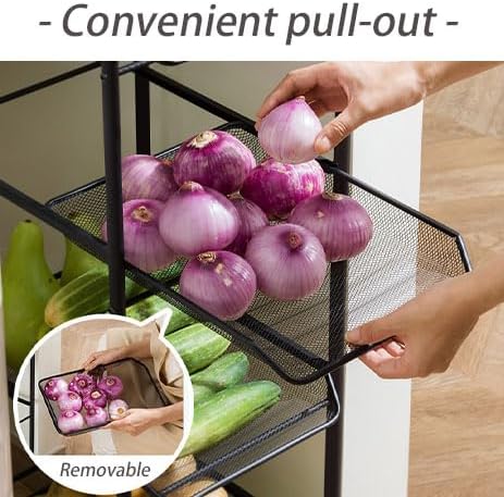 Dxcaicc Fruit and Vegetable Multi-Layer Storage Rack for Kitchen, Multipurpose Stand Holder Organizer for Countertop,Removable Metal Wire Storage Baskets,2Layer