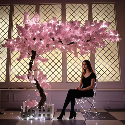CDDUOLA XXL Arbre Fleur de Cerisier Artificiel 180x150cm, Fleurs Artificielles Fait à La Main, Rose Faux Sakura Fleur Decor, pour Intérieur Extérieur,...