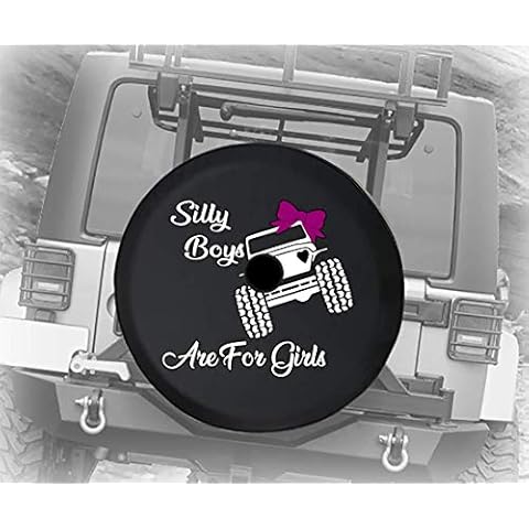 Silly Boys These are for Girls Off Road 4x4 Girl Rough Terrain Driver Outdoor Adventure JL Spare Tire Cover with Backup Camera Hole Black Size 33 Inch Cover