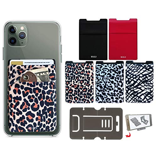 RFID Blocking Phone Card Wallet - Double Secure Pocket - Ultra-Slim Self Adhesive Credit Card Holder Card Sleeves Phone Wallet Sticker All Smartphones (Colored5)