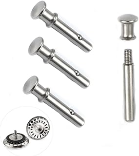 4 Set Kitchen Sink Strainer Central Pin Replacement M8 5/16'' Drain Basket Center Round Post Cover Handle Pull Rod Plug with Ball Lock Repair Parts Univers for for Standard Drains