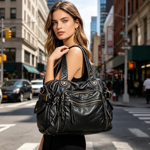 Bolsa Tote de Cuero Vegano Lavado para Mujer 13L miniatura 2