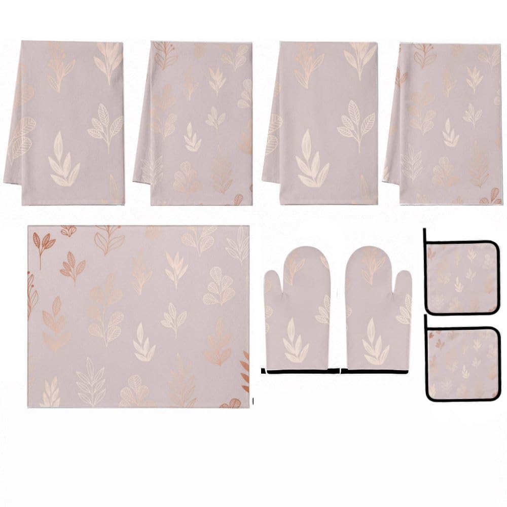 9PCS Rose Gold Leaves1 Cucina Decor e Accessori Set