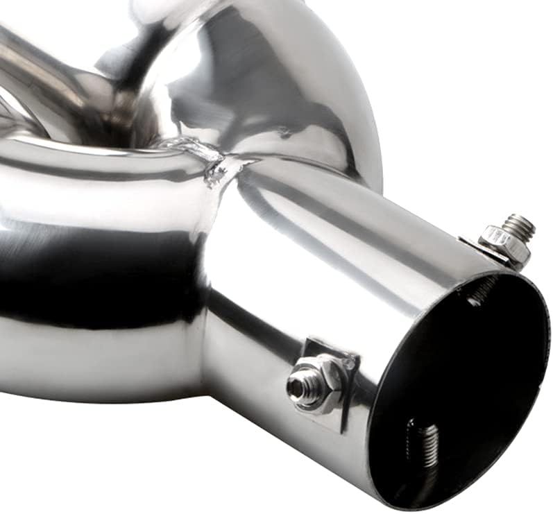 2.5 inch Inlet Dual Exhaust Tip Stainless Steel Polished Muffler Tail Universal Bolt-On Double Outlet Tail Pipe (Silver,Straight)