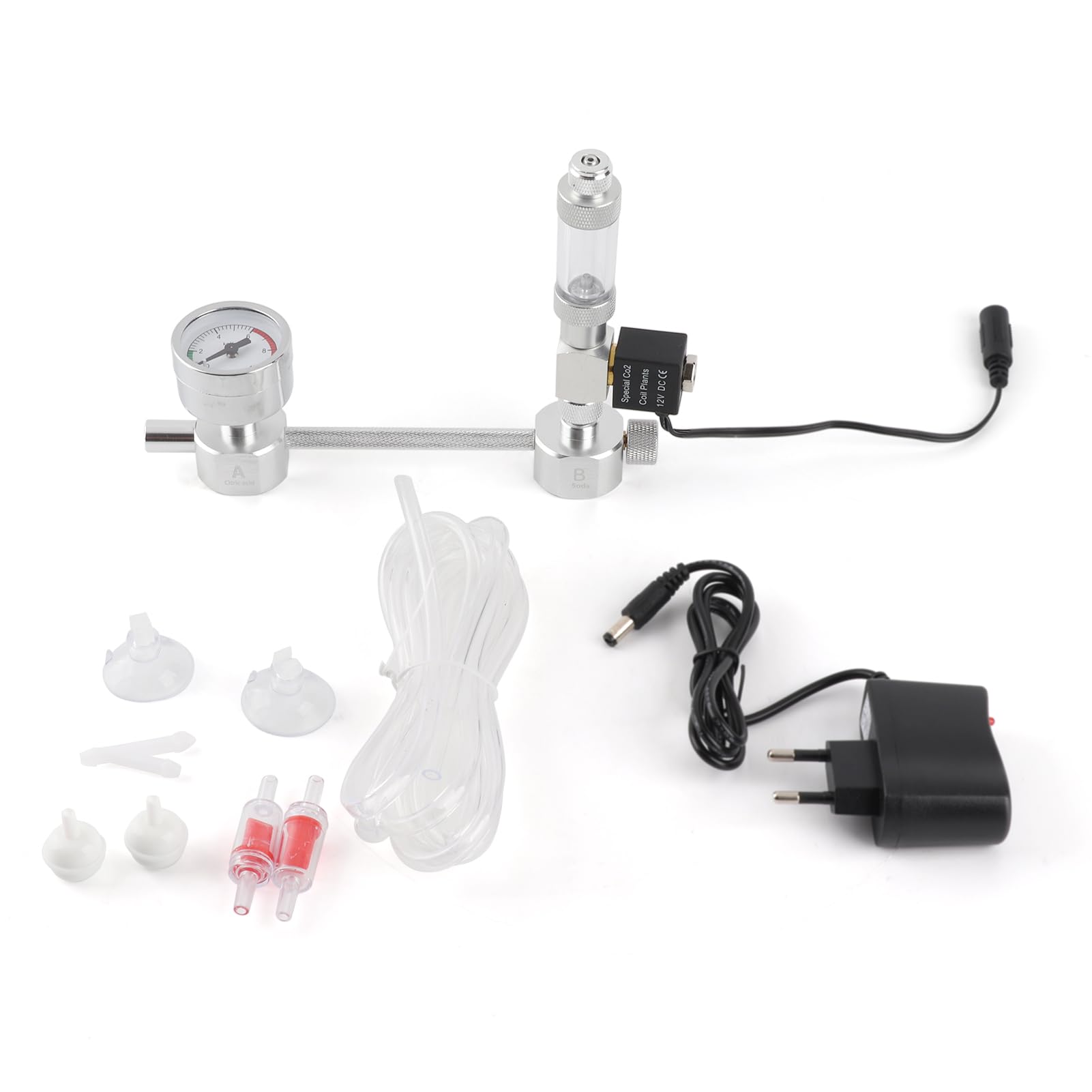 Kit de générateur de CO2 pour Aquarium DIY Système de générateur de CO2 avec électrovanne pour Compteur de Bulles et contrôle de dioxyde de Carbone Kit de réacteurs pour Plantes Aquarium